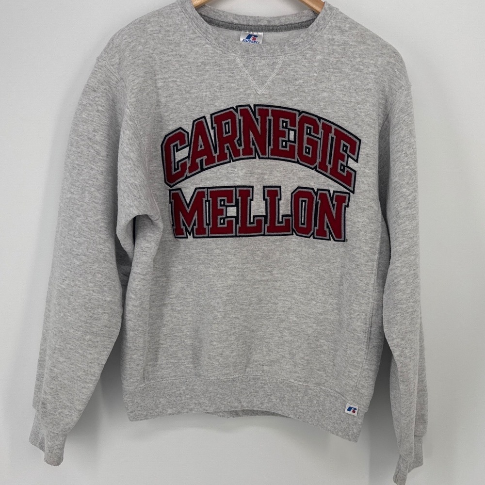 Russell Athletic Carnegie Mellon Unisex Sweatshirt S Gray Embroidered Crewneck